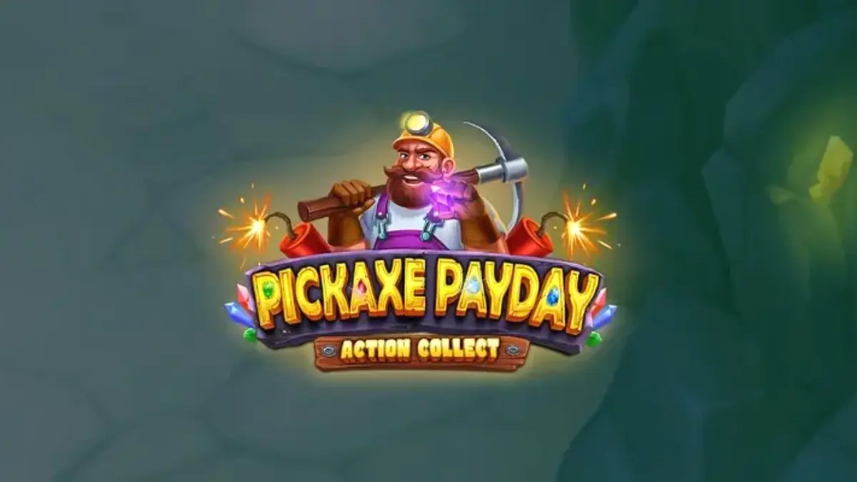 Tela do jogo de slot Pickaxe Payday apresentando os três mineiros e o cenário da mina.